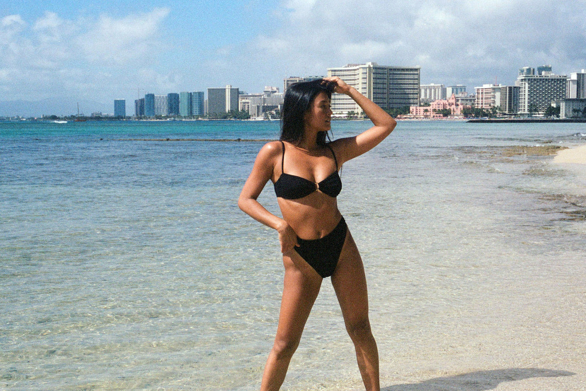 Teal High-waisted Sustainable Bikini Bottom